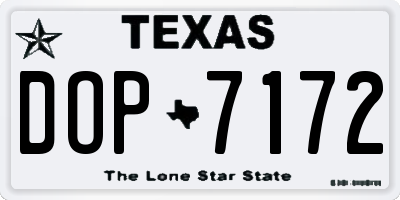 TX license plate DOP7172