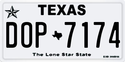 TX license plate DOP7174
