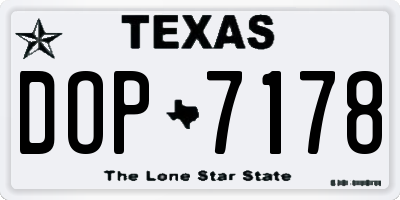 TX license plate DOP7178