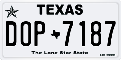 TX license plate DOP7187