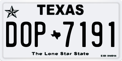 TX license plate DOP7191