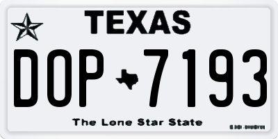 TX license plate DOP7193