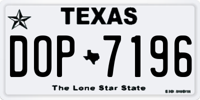 TX license plate DOP7196