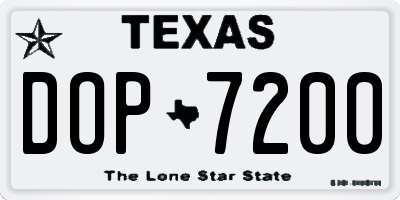 TX license plate DOP7200
