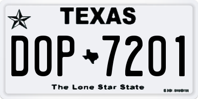 TX license plate DOP7201