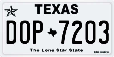 TX license plate DOP7203