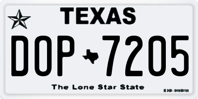 TX license plate DOP7205