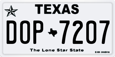 TX license plate DOP7207