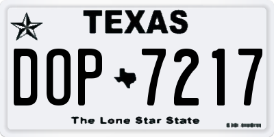 TX license plate DOP7217