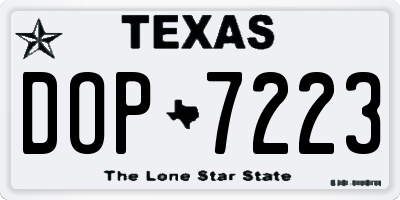 TX license plate DOP7223