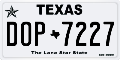 TX license plate DOP7227