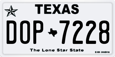 TX license plate DOP7228