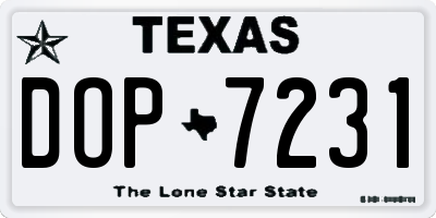 TX license plate DOP7231