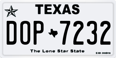 TX license plate DOP7232