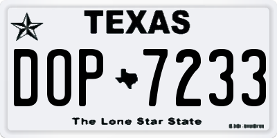 TX license plate DOP7233