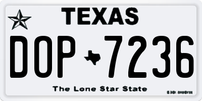 TX license plate DOP7236