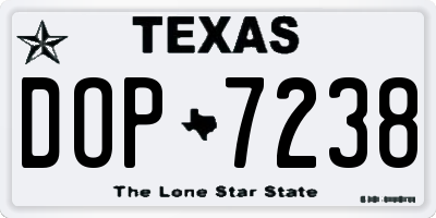 TX license plate DOP7238
