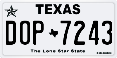 TX license plate DOP7243