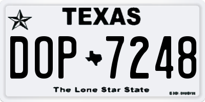 TX license plate DOP7248