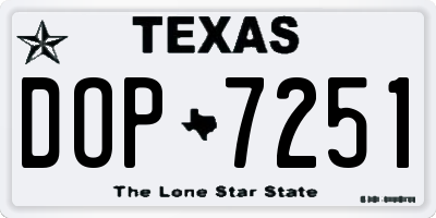 TX license plate DOP7251