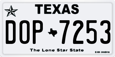 TX license plate DOP7253