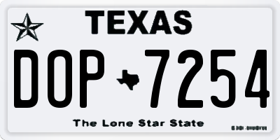 TX license plate DOP7254