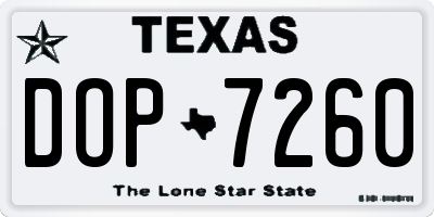 TX license plate DOP7260
