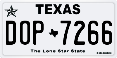 TX license plate DOP7266