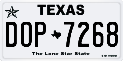 TX license plate DOP7268