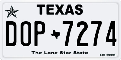 TX license plate DOP7274