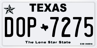 TX license plate DOP7275