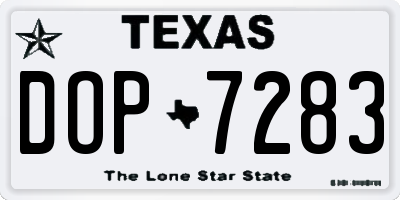 TX license plate DOP7283