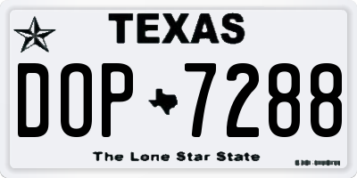 TX license plate DOP7288