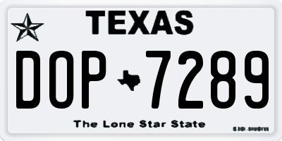 TX license plate DOP7289
