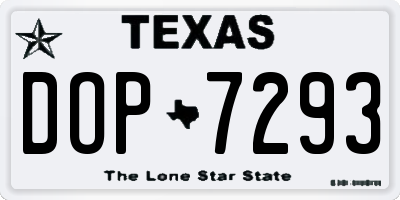 TX license plate DOP7293