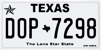 TX license plate DOP7298
