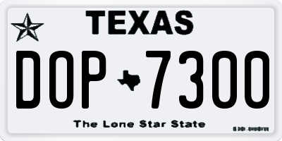 TX license plate DOP7300