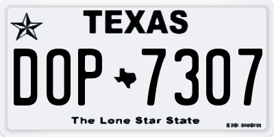TX license plate DOP7307