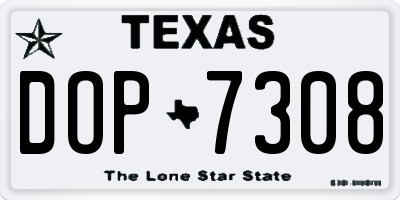 TX license plate DOP7308