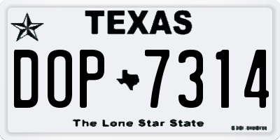 TX license plate DOP7314