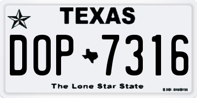 TX license plate DOP7316