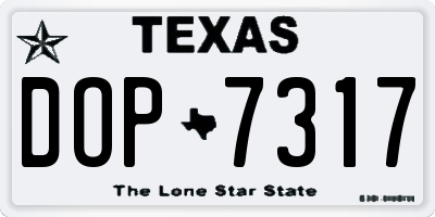 TX license plate DOP7317