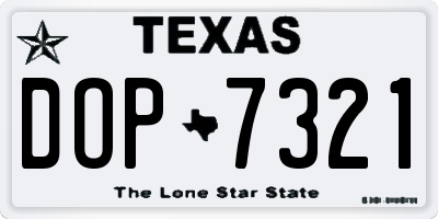 TX license plate DOP7321