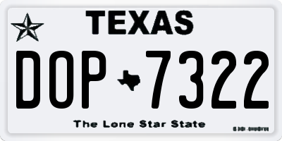 TX license plate DOP7322