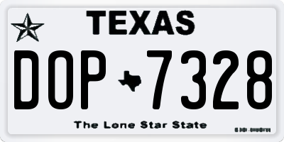 TX license plate DOP7328