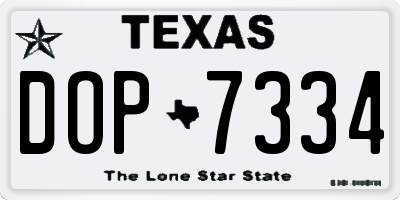 TX license plate DOP7334