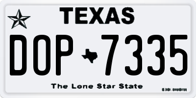 TX license plate DOP7335