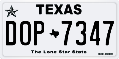 TX license plate DOP7347
