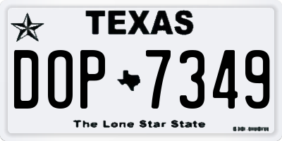 TX license plate DOP7349