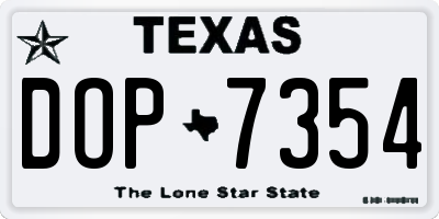 TX license plate DOP7354